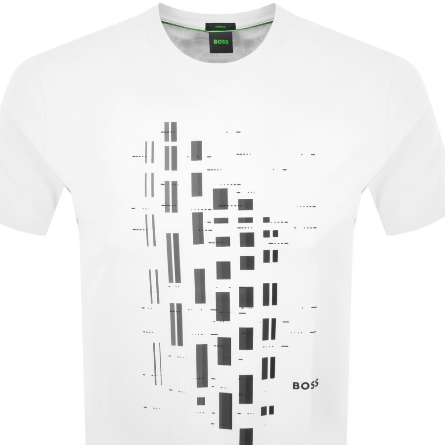 Tシャツ・カットソー BOSS Men T-shirt White 50491706 100 BOSS - Cotton jersey T-shirt with mixed-print logo - White